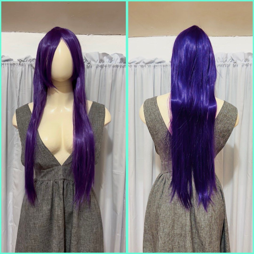 Long violet wig (Category: Hair Accessories) located in Naga. Submitted by dr_tess_fashion_house (Listing ID 1239147642, Image 1). Description: Preloved Condition: 9/10 Net type A little shiny Medium thickness Color: Violet.