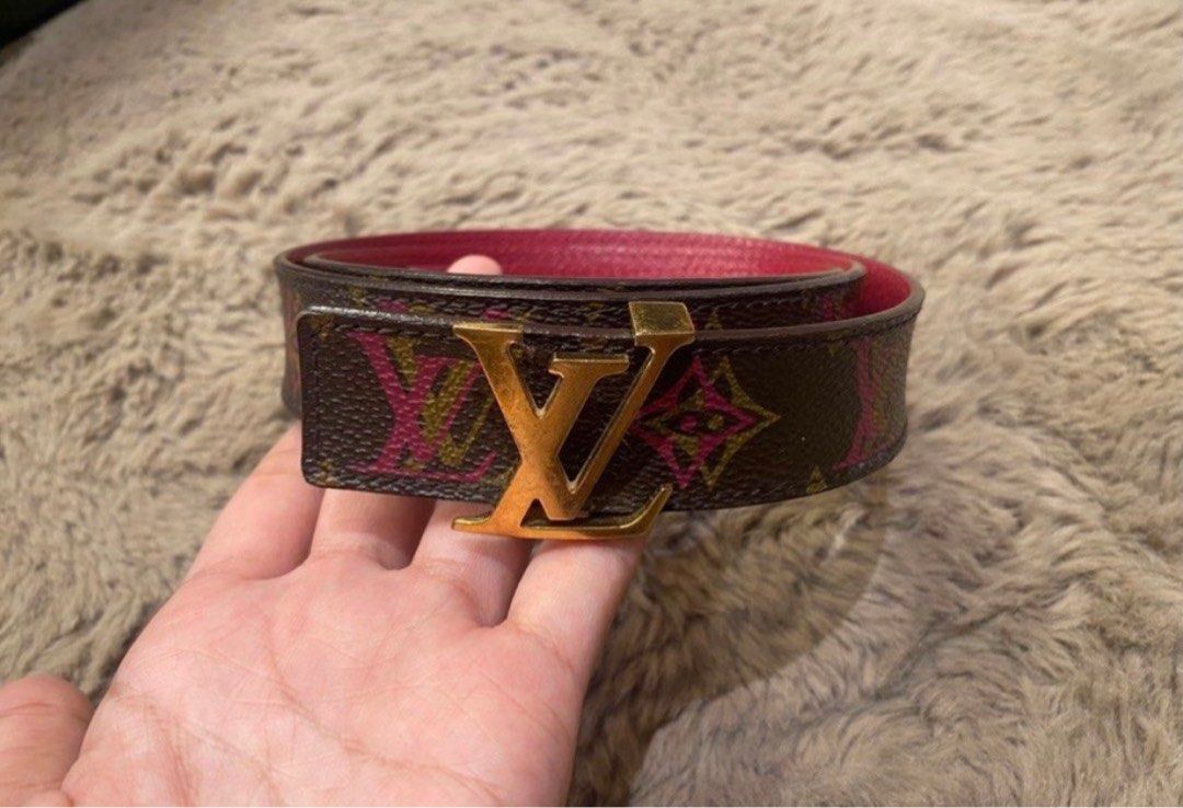 Louis Vuitton Reversible Belt (Category: Belts) located in Quezon City. Submitted by maravia (Listing ID 1395080059, Image 1). Description: - Authentic Louis Vuitton belt - Reversible design - Features the iconic LV logo buckle - Brown with monogram pattern - Red leather interior - Made in Spain - Size: 85/34.