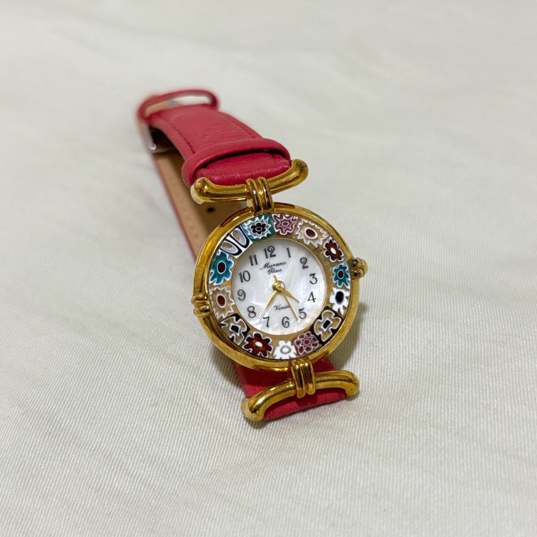Murano Glass Millefiori Watch (Category: Women's Watches) located in Taguig. Submitted by lemonloved (Listing ID 1395124725, Image 1). Description: For sale! Murano Glass Millefiori Watch - Watch only, no other inclusions. Back plastic 1/3 peeled. - Not working anymore, needs new battery - Purchased here on Carousell years ago, had the straps replaced. Leather is still stiff. - Free shipping through Grab - MOP: Gcash or bank transfer - RFS: Not u