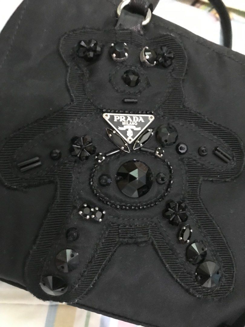 P R A D A (Category: Luxury Bags & Wallets) located in Paranaque City. Submitted by msjam63 (Listing ID 1394990784, Image 2). Description: Genuine PRADA tessuto Black Made in Italy Bear sequined All inclusion Guaranteed OG Slightly neg. No to low ballers Excellent condition .