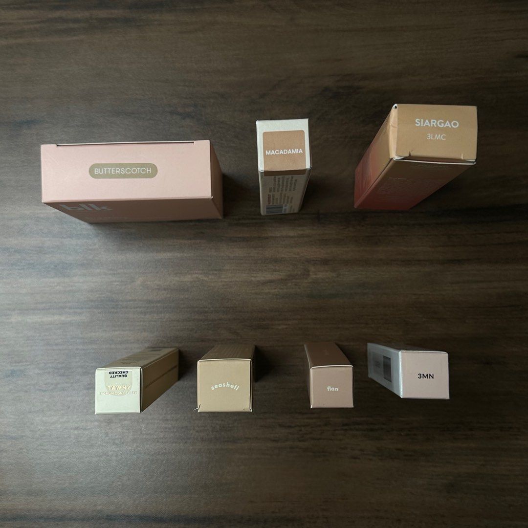TAKE ALL Base Products (Category: Makeup) located in Quezon City. Submitted by shopsofiascloset (Listing ID 1395147834, Image 2). Description: FOR TAKE ALL Local Skin Tint Local Concealer - PhP 400 EACH (Lucky Beauty at 300, Detail at 200) - Take all price: PhP 2400 Shades: BLK Cushion - Butterscotch Detail Fresh Filter - Macadamia Colourette First Base - Siargao Lucky Beauty Concealer - Tawny Sunnies Face Multistick - Seashell Sunnies Face Conce