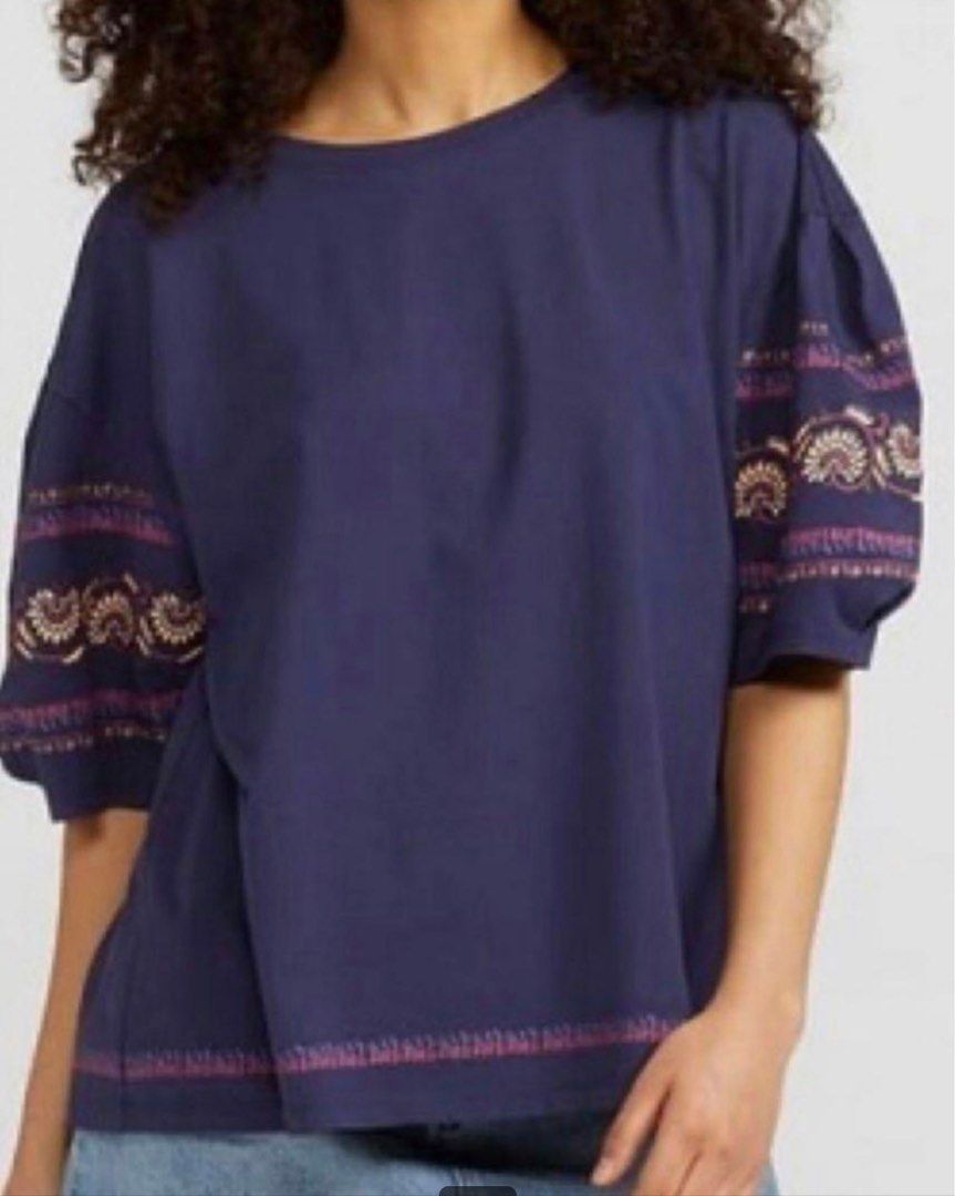 Uniqlo Anna Sui Blouse (Category: Blouses) located in Pasig City. Submitted by littlewarrior21 (Listing ID 1395146548, Image 1). Description: Size: Small No defect A bit signs of usage on the neckline due to washing. Uniqlo collaboration with Anna Sui Love the details on the sleeves RFS: A bit small to me already :( Shoulder width: approx. 51cm Width: 51cm Sleeve length: approx. 25cm Length: approx. 52cm Please note that there may be slight color