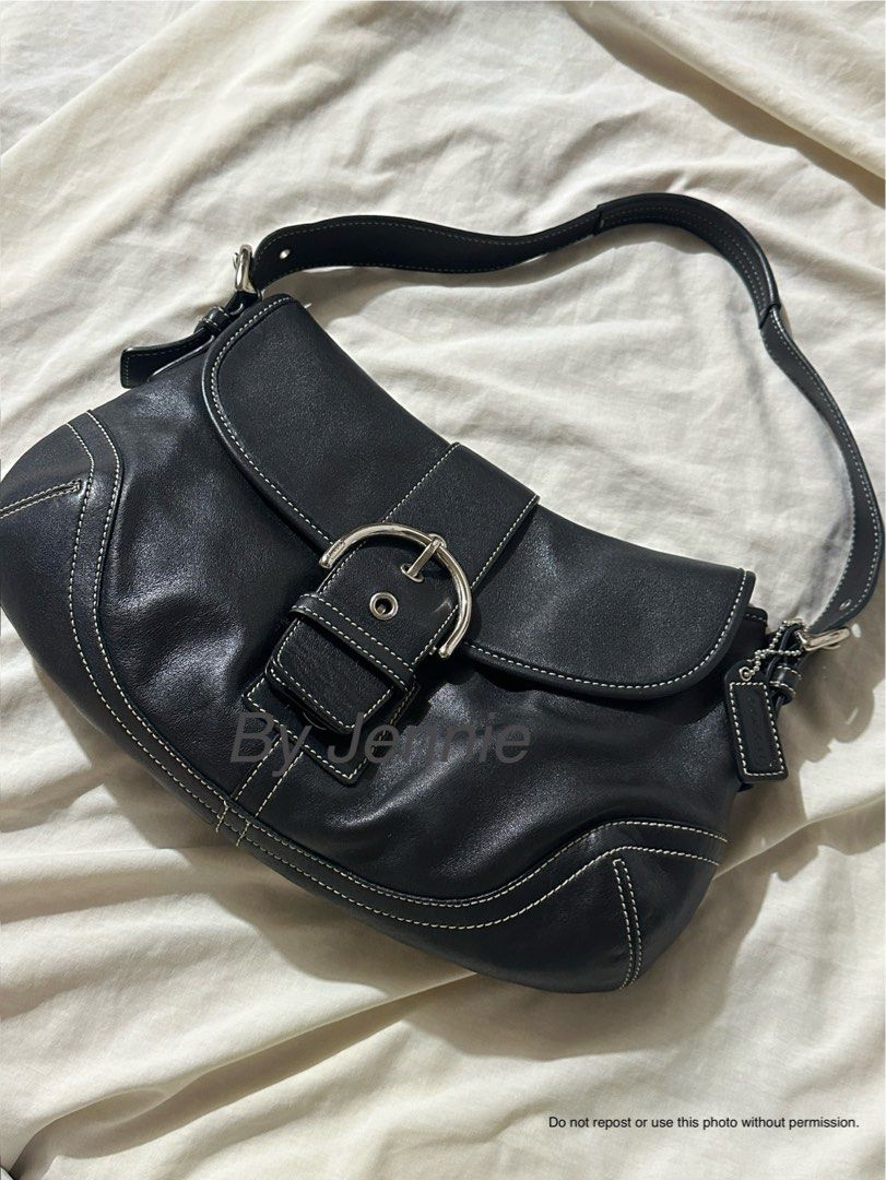 Vintage Coach Leather Soho Bag (Category: Luxury Bags & Wallets) located in Manila. Submitted by _its_jennie (Listing ID 1395070525, Image 3). Description: Vintage Coach Leather Soho Bag > 14.5in x 9in > black leather > personal preloved & well used > no major flaws > interior just needs cleaning > unavoidable minor scratches on hardware,, but barely noticeable > authentic & bought from Japan pm for more details & inquiries <3 .