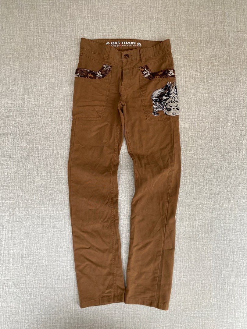 VTG Big Train Brown Pants (Category: Jeans) located in Iloilo. Submitted by joren_ian (Listing ID 1395035098, Image 3). Description: VTG big train Embroidered patch work Excellent condition Waist:30 Length:42 Leg open:7 ₱350.