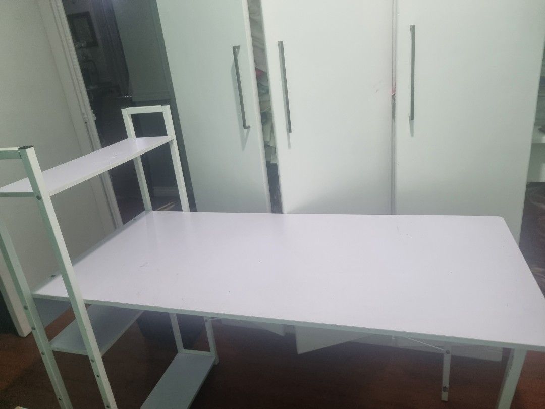 White Study Desk/Computer Table (Category: Tables & Sets) located in Manila. Submitted by philippbriann (Listing ID 1395121041, Image 2). Description: .