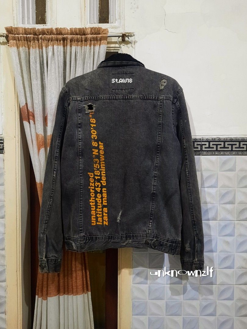 Zara Denim Jacket Sherpa Unauthorized Ariel Noah Zara Jaket