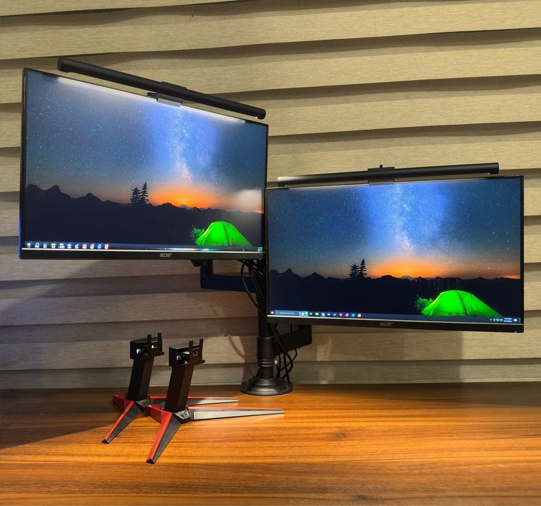 2 ACER VG240Y S Monitors + Arm (Category: Monitor Screens) located in Manila. Submitted by rdiazzz (Listing ID 1395292148, Image 1). Description: 2 Monitors (ACER - VG240Y S) Date Bought: 2023 Originally bought for 14k+ pero binebenta na lang for 9500k (2 Monitors) (Negotiable for a decent offer) Specs: * 23.8” Display * 165Hz Included: * 2 Original Monitor Stands * North Bayou H180 Mount Desktop Monitor Arm (Worth 1990) * 2 Ugreen Display Port C