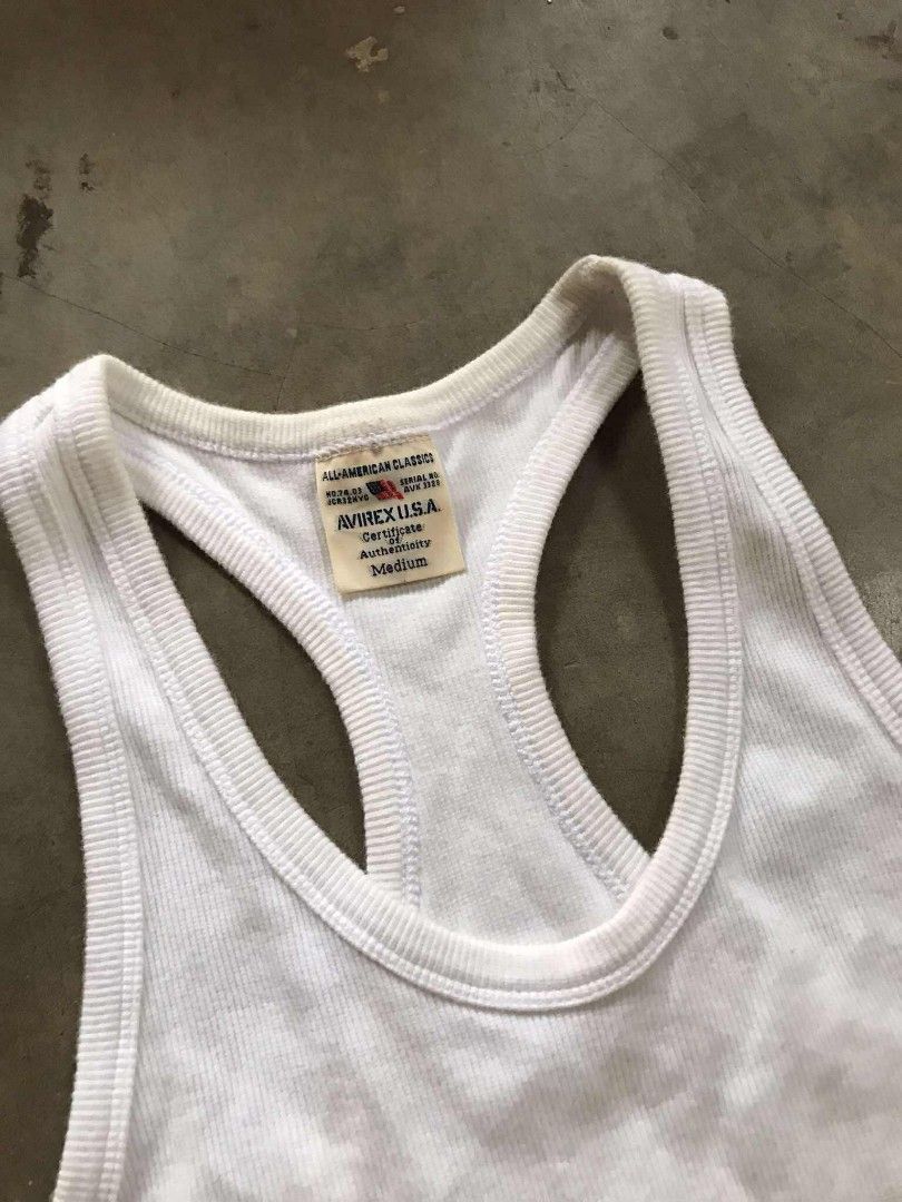 AVIREX U.S.A SANDO/TANKTOP (Category: Vests) located in Argao. Submitted by thrift_ni_ar (Listing ID 1395299112, Image 3). Description: AVIREX U.S.A SANDO/TANKTOP‼️ STRETCHABLE ✔️ MAKAPAL TELA ✔️ AS NEW CONDITION SIZE MEDIUM W 18 / L 27 COLORATE 9.8 / 10 ISSUE : ❌❌❌ 350 + SF 🛒🛒.