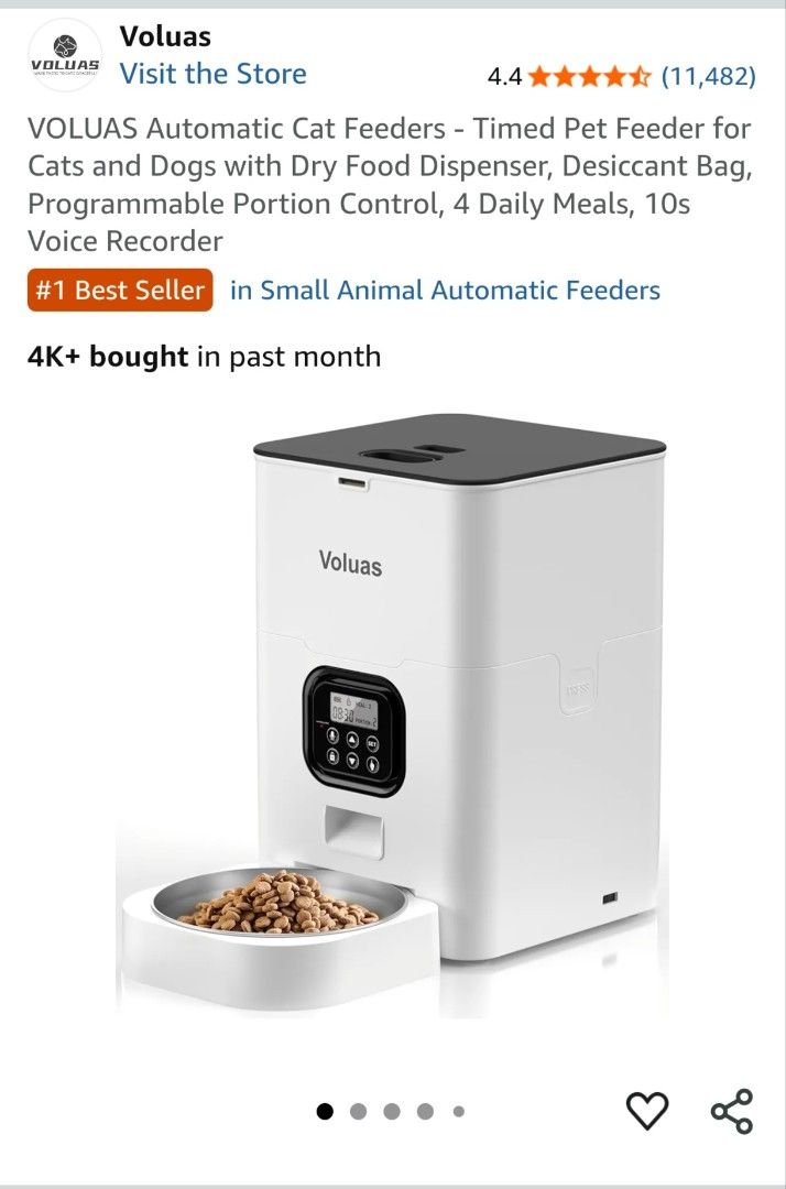 BRAND NEW! Automatic Pet Feeder (Category: Homes & Other Pet Accessories) located in Quezon City. Submitted by iammaangel (Listing ID 1395228939, Image 1). Description: - Automatic pet feeder for cats and dogs - 6L - Dispenses dry food - Programmable portion control - Up to 4 meals daily - 10-second voice recorder - Dual power supply - Anti-clog design - Easy to clean.