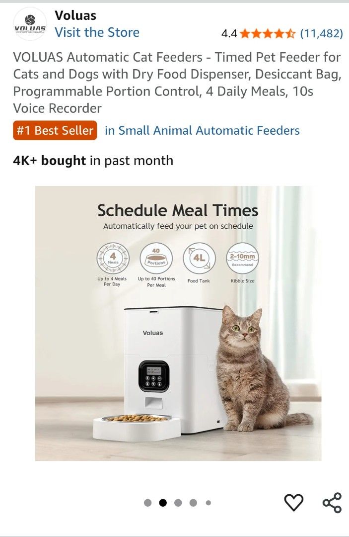 BRAND NEW! Automatic Pet Feeder (Category: Homes & Other Pet Accessories) located in Quezon City. Submitted by iammaangel (Listing ID 1395228939, Image 2). Description: - Automatic pet feeder for cats and dogs - 6L - Dispenses dry food - Programmable portion control - Up to 4 meals daily - 10-second voice recorder - Dual power supply - Anti-clog design - Easy to clean.