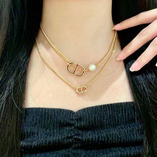 Christian Dior 雙層CD珍珠項鍊64204046439810110