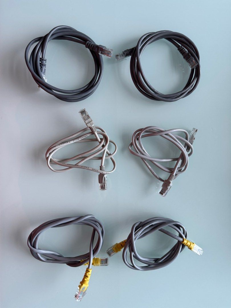 Ethernet Cables - Assorted Lengths (Category: Cables & Adaptors) located in Taguig. Submitted by tepperseller (Listing ID 1395164892, Image 1). Description: - Ethernet cables for network connectivity. - Available in different lengths and colors (gray and white). - Features RJ45 connectors on both ends. - Ready to use out of the box. - Perfect for connecting devices to your network or internet..