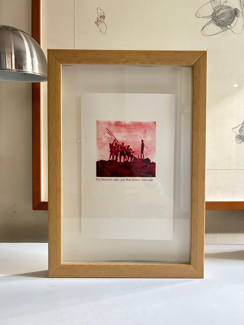 FRAMED ALLAN BALISI ZINE 2020 SIGNED COPY (Category: Frames & Pictures) located in Pasig City. Submitted by dl_art (Listing ID 1395337965, Image 1). Description: Y2020 Zine - For Heaven’s Sake, Put that down, comrade Signed. Allan Balisi Shadow Box Frame, Ready to Hang Frame 13x9 inches Zine 8.5x5.5 inches BPI or GCASH Lalamove Delivery From Pasig .