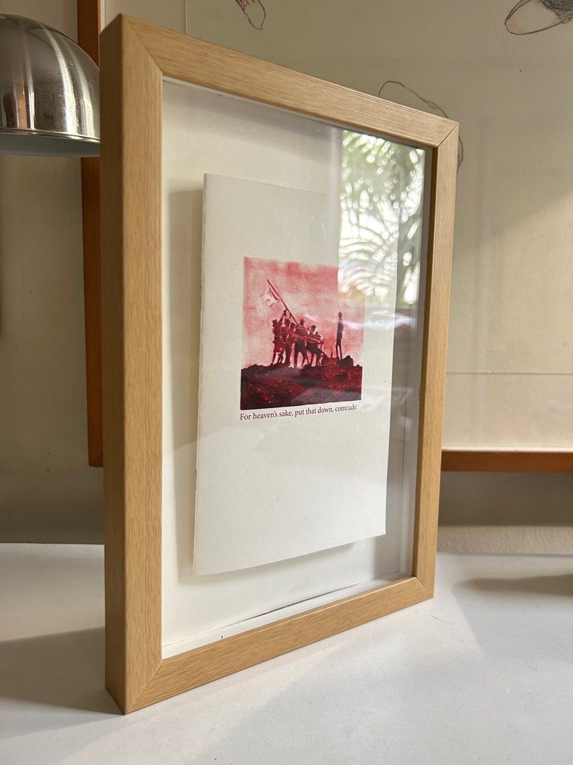 FRAMED ALLAN BALISI ZINE 2020 SIGNED COPY (Category: Frames & Pictures) located in Pasig City. Submitted by dl_art (Listing ID 1395337965, Image 2). Description: Y2020 Zine - For Heaven’s Sake, Put that down, comrade Signed. Allan Balisi Shadow Box Frame, Ready to Hang Frame 13x9 inches Zine 8.5x5.5 inches BPI or GCASH Lalamove Delivery From Pasig .