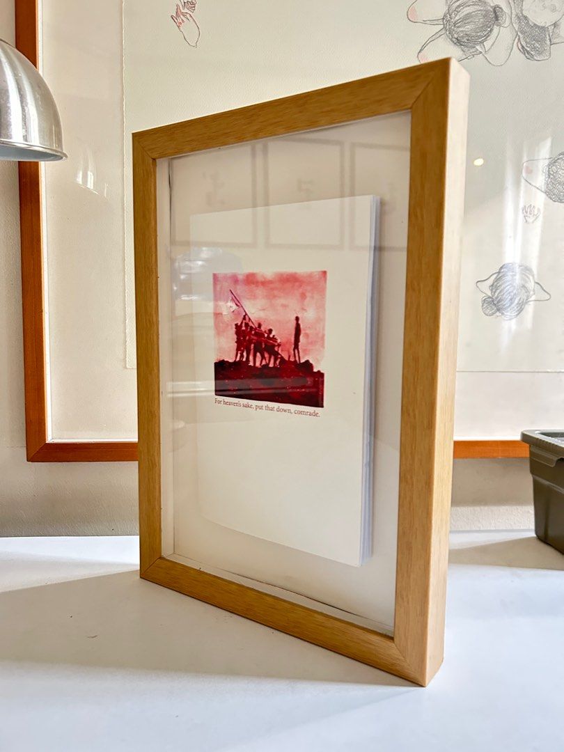 FRAMED ALLAN BALISI ZINE 2020 SIGNED COPY (Category: Frames & Pictures) located in Pasig City. Submitted by dl_art (Listing ID 1395337965, Image 3). Description: Y2020 Zine - For Heaven’s Sake, Put that down, comrade Signed. Allan Balisi Shadow Box Frame, Ready to Hang Frame 13x9 inches Zine 8.5x5.5 inches BPI or GCASH Lalamove Delivery From Pasig .