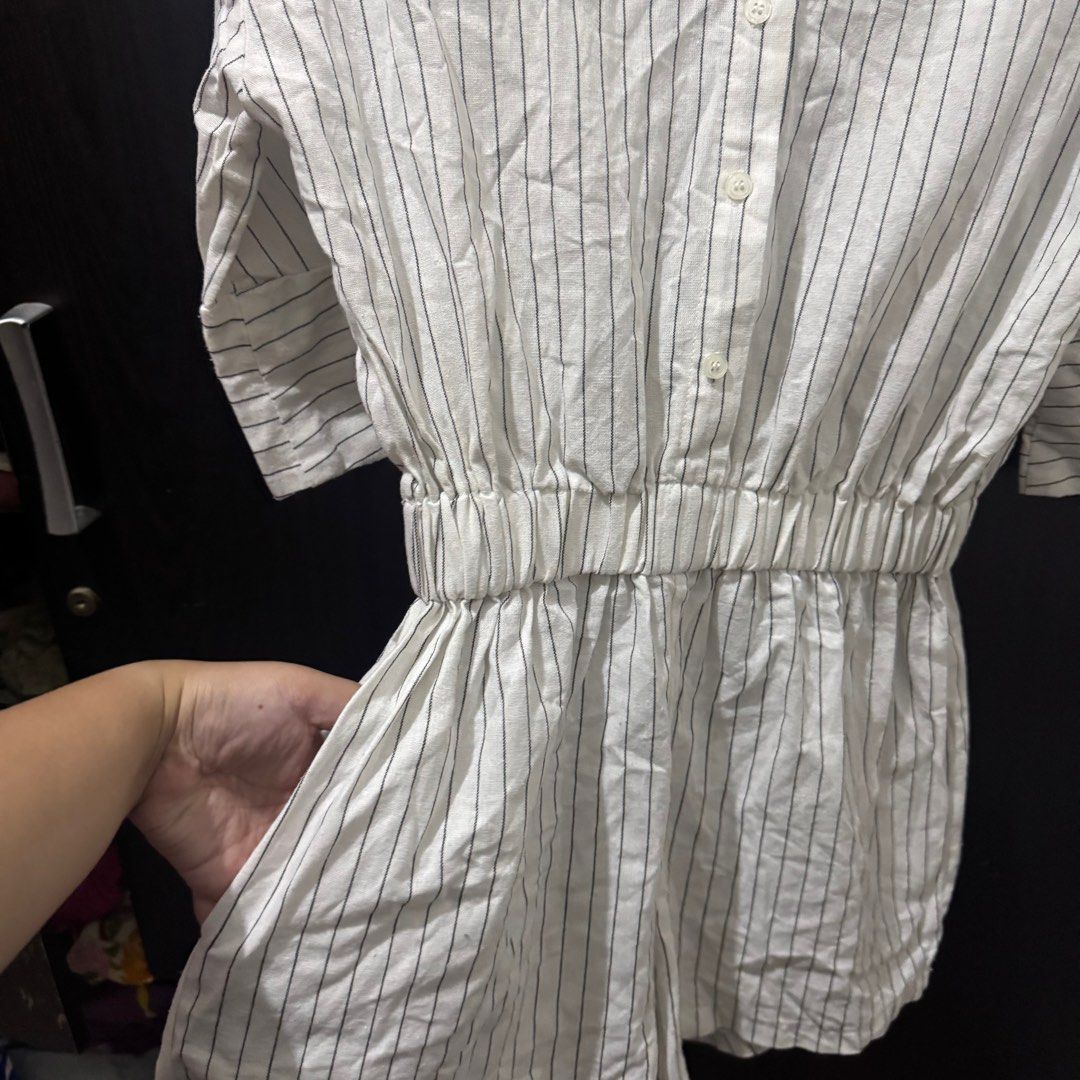 (Get 3 for 350) Striped Romper M-L (Category: Rompers) located in Taguig. Submitted by bnplswmakeup (Listing ID 1395186628, Image 2). Description: - Striped Romper - Size: M-L - Stylish design - Good condition.