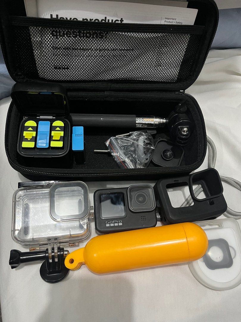Go Pro Hero 9 (Category: Cameras) located in Pateros City. Submitted by nikkicada07 (Listing ID 1395172315, Image 2). Description: FOR SALE Go pro hero 9 Water proof case and floaters Lcd protected with screen protector Go pro travel case Go pro Fish eye wide lens 4 batteries No memory card included .