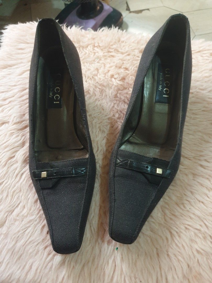 Gucci Black Heels (Category: Heels) located in Antipolo. Submitted by jhongtee (Listing ID 1395227422, Image 1). Description: - Gucci black heels - Pointed toe design - Small heel - Decorative strap detail - Made in Italy - Perfect for formal events.