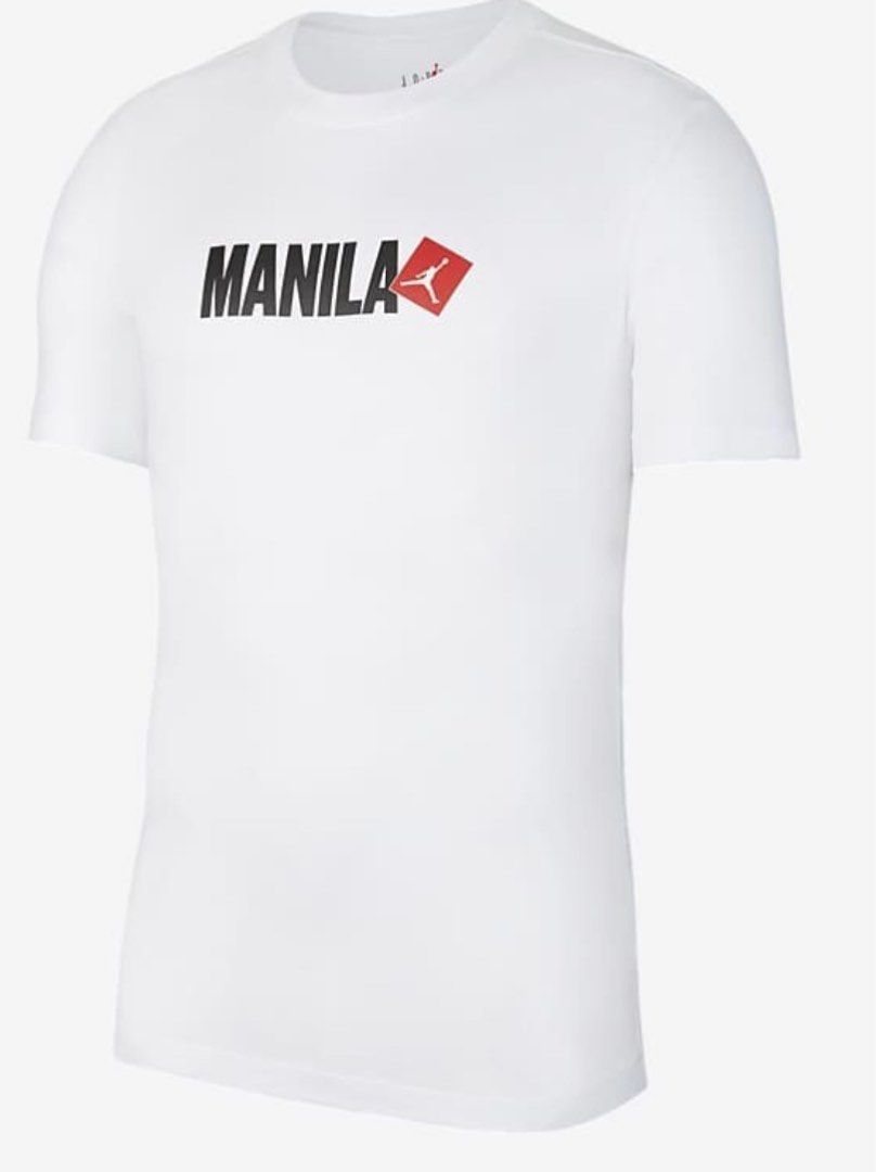 Jordan Manila T-shirt (Category: Tshirts & Polo Shirts ) located in Manila. Submitted by tk555_ (Listing ID 1395223518, Image 1). Description: - Jordan Manila T-shirt - White color - Size M - Features "MANILA" print - Includes Jordan logo -Used once -Got this for almost 2k.