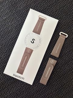 MoonSwatch 原廠手錶錶帶 DARK BROWN/SAND RUBBER64211780621569110