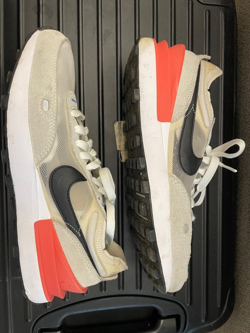 Nike Waffle One Sneakers - US 8 (Category: Sneakers) located in Taguig. Submitted by BellaC (Listing ID 1395255329, Image 3). Description: - Nike Waffle One sneakers - Color: Cream and Black - Size: US 8 - Mesh upper with suede overlays - Distinctive orange heel counter - White midsole - Black waffle outsole - Blue insoles with white Nike branding.