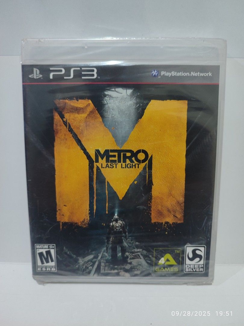PS3 - Metro Last Light (BRAND NEW) "R1" (Category: PlayStation) located in Mendez-Nunez. Submitted by sf2_gameshop (Listing ID 1395281021, Image 1). Description: PLEASE READ: CONDITION: Brand new and sealed (Y-fold), though its plastic wrap has tears, repaired with tape (see photo). GENRE: First-person shooter MODE: Single-player REGION: 1 - US VOICE: English IN-GAME Text: English Feel free to chat for any inquiries and I'm inviting you to visit 
