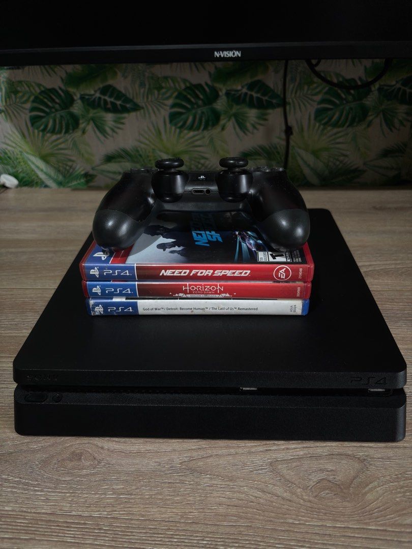 PS4 Slim 500gb (Category: PlayStation) located in Quezon City. Submitted by jecojec (Listing ID 1395192387, Image 2). Description: PS4 Slim complete with wires + HDMI + 1 console with 4 Games System Software: 13.50 Updated to latest software - Take all for 6,000php !! Per game: - Horizon Zero Dawn |500 - Detroit Become Human | 500 - God of War | 500 - Need for Speed | 500 All 2nd hand. Bulacan / QC / Pasig Meetup around QC and Bulacan for PS4.
