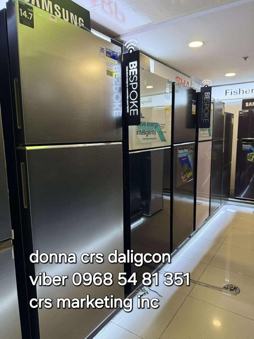 Samsung refrigerator (Category: Refrigerators and Freezers) located in Manila. Submitted by donnasagao03665 (Listing ID 1395285238, Image 3). Description: 💙 SAMSUNG REFRIGERATOR TWO DOOR INVERTER NO FROST / SAMSUNG REF INVERTER 💙 RT20FARVDSA 7.4- 17,200 RT22M4033UT 8.4 - 19,900 RT25FARBDUT 9.1 - 21,600 RT31CG5424S9 10.8 - 23,900 INOX RT31CB56448C 10.8 - 25,300 Bespoke White Pink RT35CG5444S9 12.3 - 24,700 Matte Silver RT35CG5444B1 12.3 - 27,400