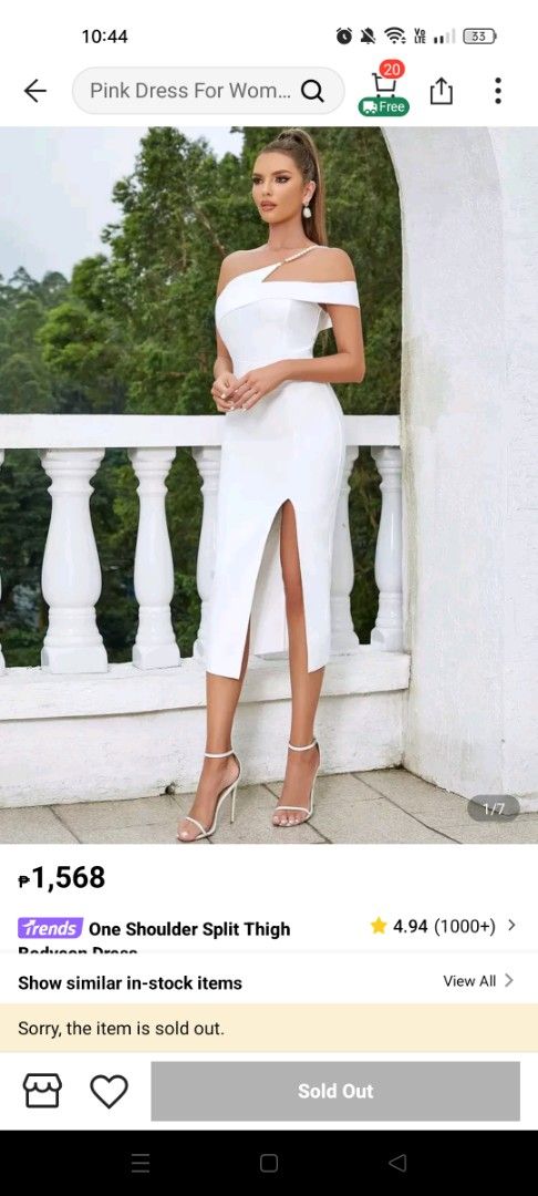 SHEIN One Shoulder Split Thigh Bodycon Dress (Category: Dresses) located in Mabalacat. Submitted by kiwikloset (Listing ID 1395311416, Image 3). Description: .