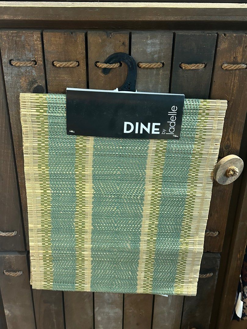 Table runner (Category: Table Linen & Textiles) located in Singapore. Submitted by bruno_teo (Listing ID 1395279554, Image 1). Description: - Stylish table runner - Features a woven design - Color: Green and natural tones - Adds elegance to your dining table -33cm x 180cm.