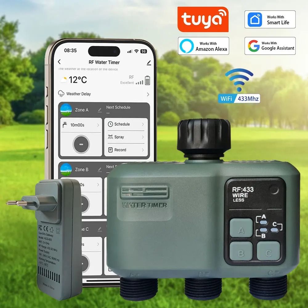 Tuya RF433 WIFI Automatic Water Timer Garden Digital Irrigation Machine ...