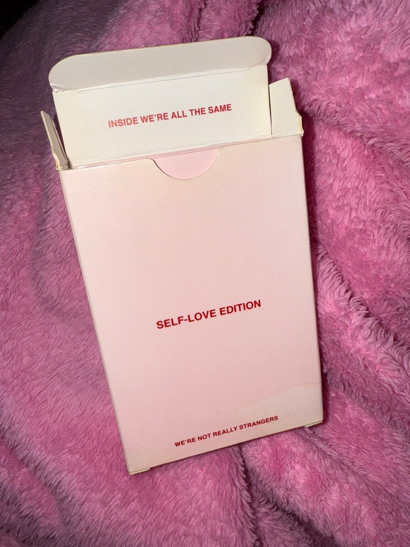 We're Not Really Strangers Self-Love Edition (Category: Storybooks) located in Manila. Submitted by eancc (Listing ID 1395343529, Image 2). Description: - We're Not Really Strangers Self-Love Edition card deck. - Features cards with prompts for self-reflection. Box has a slight water stain but no cards are damaged, barely noticeable RFS: already used them hopefully it could be helpful to someone MOP: Gcash BDO BPI Delivery: Lalamove, JNT Loc: Avi