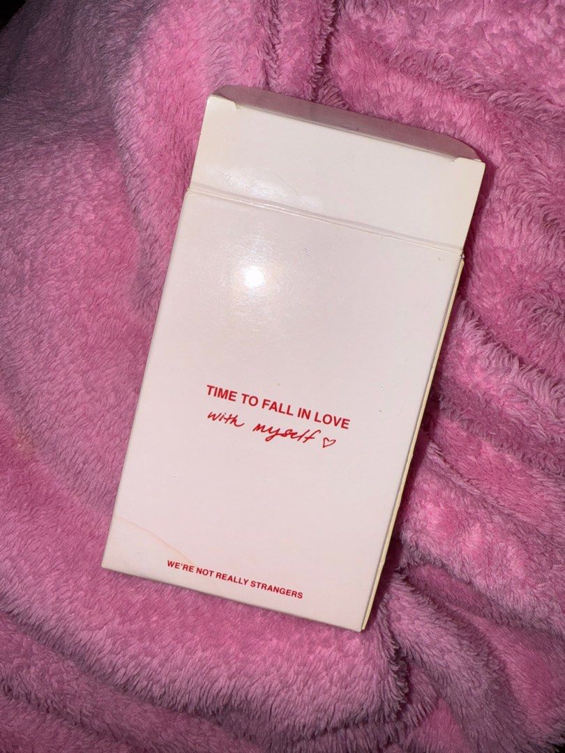 We're Not Really Strangers Self-Love Edition (Category: Storybooks) located in Manila. Submitted by eancc (Listing ID 1395343529, Image 3). Description: - We're Not Really Strangers Self-Love Edition card deck. - Features cards with prompts for self-reflection. Box has a slight water stain but no cards are damaged, barely noticeable RFS: already used them hopefully it could be helpful to someone MOP: Gcash BDO BPI Delivery: Lalamove, JNT Loc: Avi