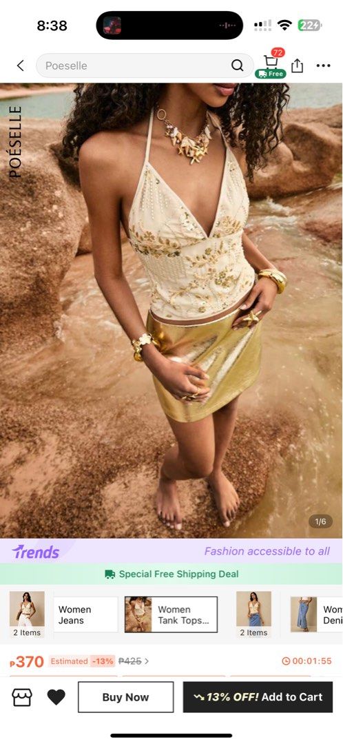 White Sequin halter top (Category: Sleeveless) located in Pasig City. Submitted by illets (Listing ID 1395286979, Image 2). Description: Used once in bali.