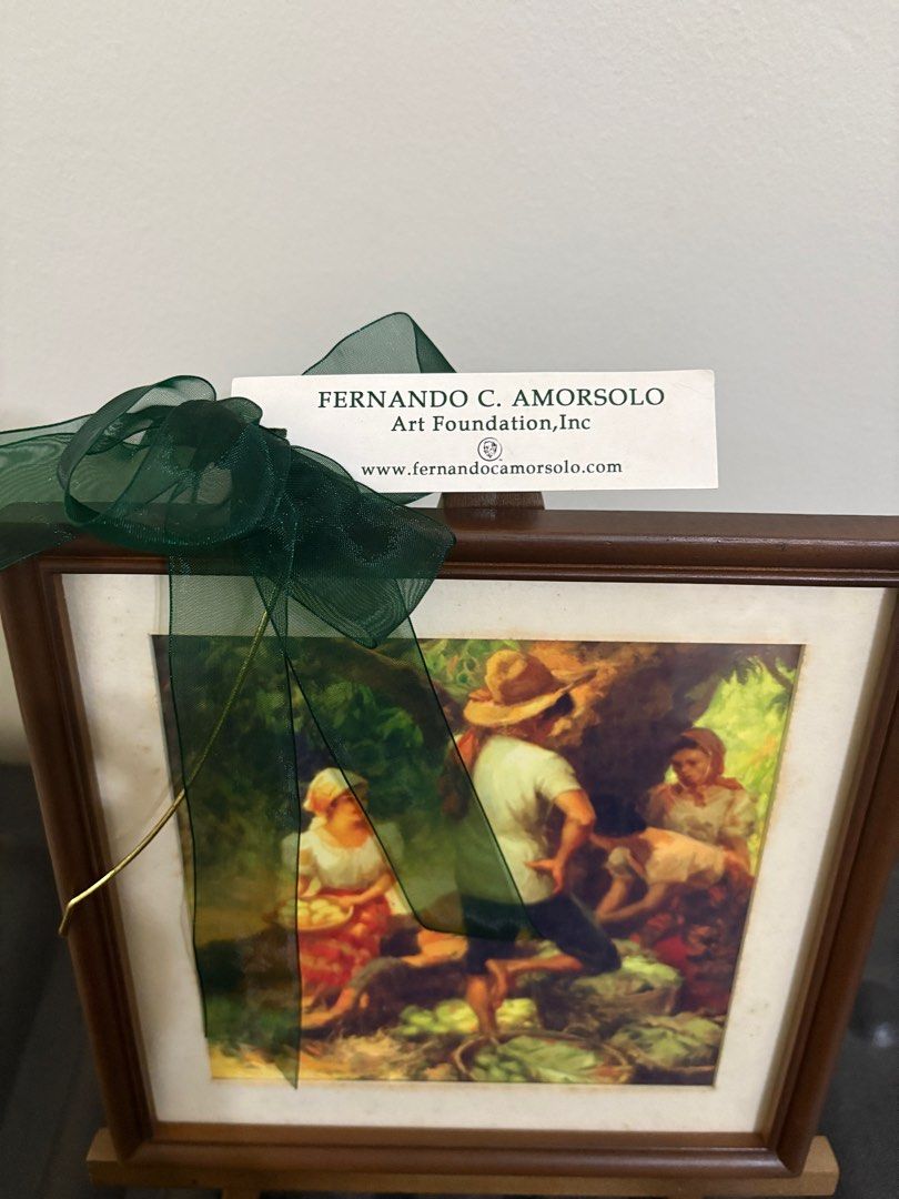 Amorsolo 6x6” print Mango harvest (Category: Art & Prints) located in Quezon City. Submitted by myextras (Listing ID 1395497418, Image 2). Description: Framed table print with mini easel stand of the late National Artist Fernando Amorsolo’s Mango Harvest Ar the back if the frame, it was stamped by the Amorsolo foundation and signed by grand daughter Sylvia Amorsolo Lazo.