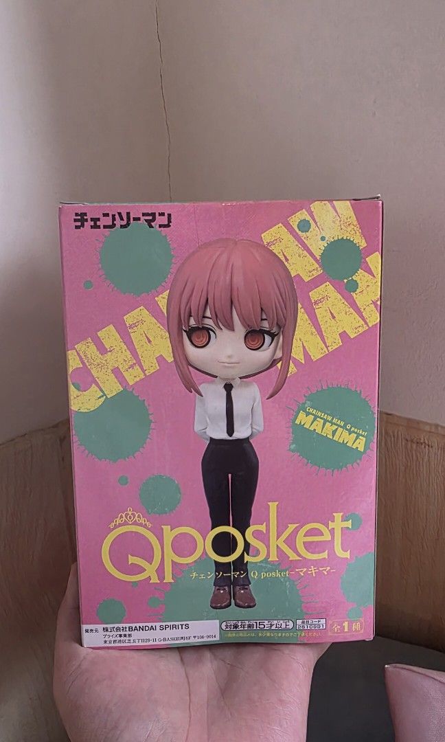 Bandai Chainsaw Man Q posket Makima Figure (Category: Figurines & Statues) located in Manila. Submitted by samabbyfinds (Listing ID 1395414435, Image 3). Description: - Q posket figure: Makima - From the anime: Chainsaw Man - Manufacturer: Bandai - Condition: Brand new, in original packaging - Features: Box with Makima image and Q posket logo.