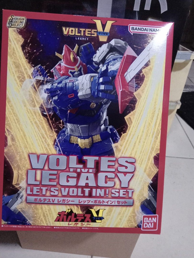 Bandai Voltes V Legacy Let's Volt In! Set (Category: Figurines & Statues) located in Manila. Submitted by itas2936619744 (Listing ID 1395423553, Image 1). Description: - Bandai Voltes V Legacy Let's Volt In! Set action figure. - Features the iconic Voltes V robot. - Packaging includes Japanese text. - Perfect for collectors and anime enthusiasts..