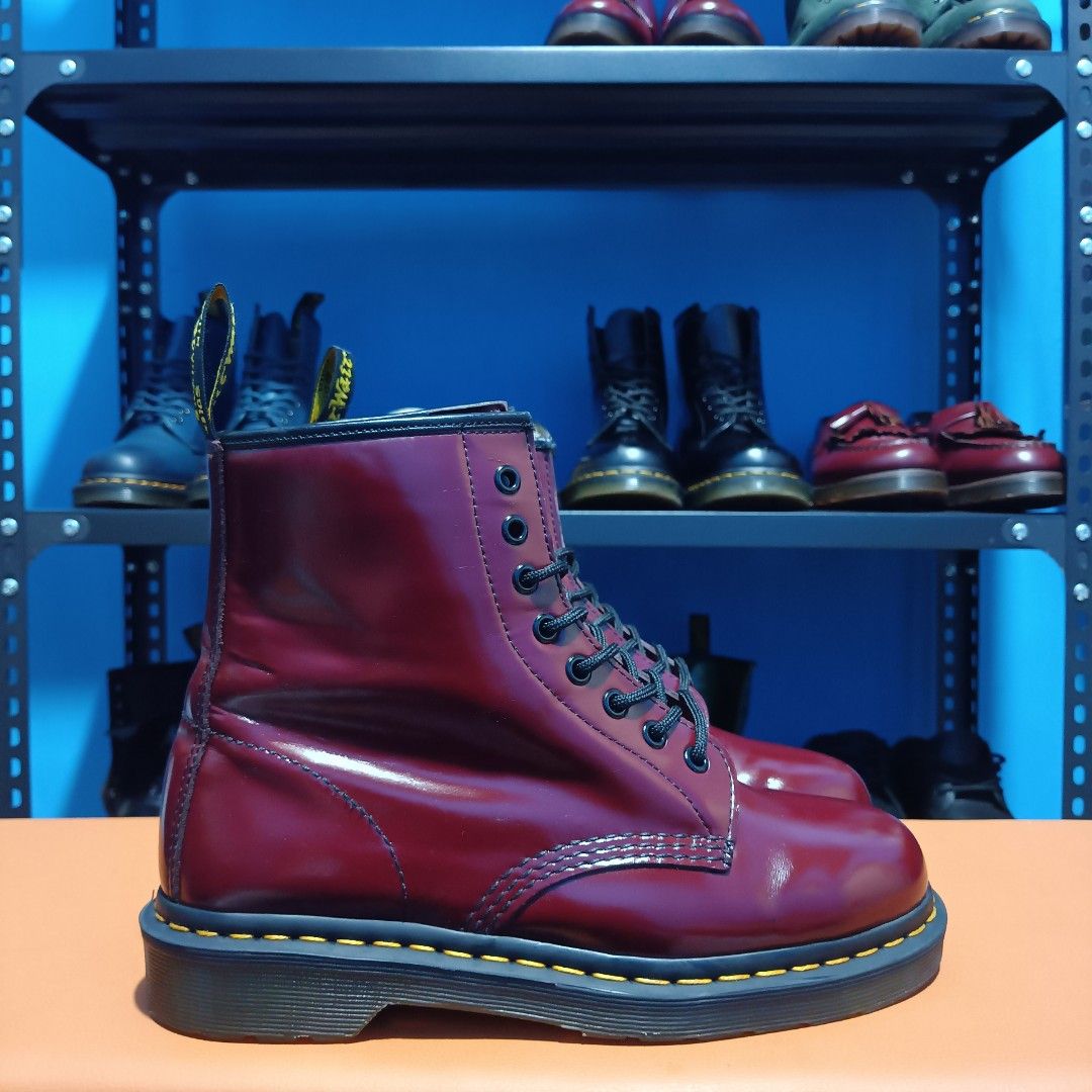 Dr Martens 1460 Red Cherry Smooth Leather Boots Size 40 docmart dr