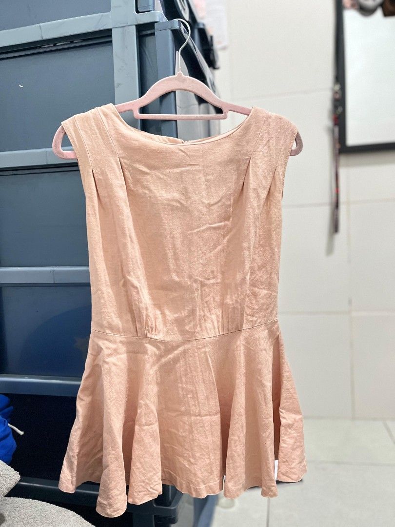 dress midi warna peach