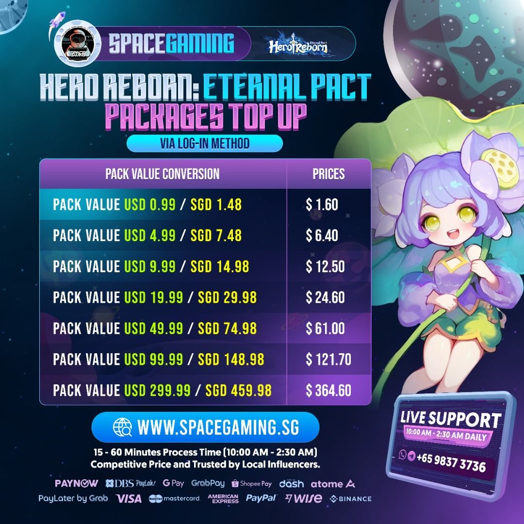 Hero Reborn: Eternal Pact Packages, Crystals and Darkgem Login Topup  [Cheap, 3000 Reviews], Video Gaming, Gaming Accessories, In-Game Products  on Carousell