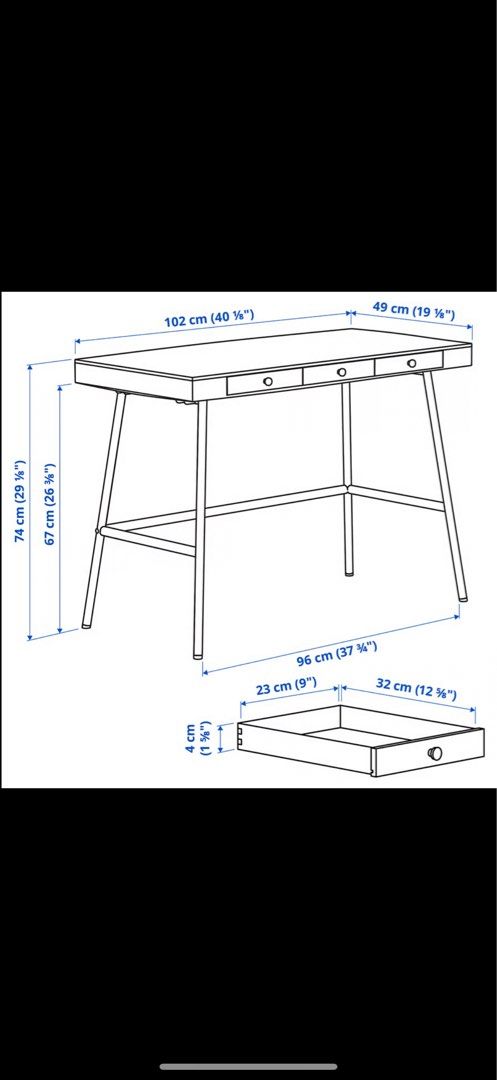 IKEA study table (Category: Tables & Sets) located in Singapore. Submitted by __why (Listing ID 1395527939, Image 2). Description: not inclusive of logistics, arrange your own delivery. slight negos only, won’t entertain lowballers. no refunds or returns after sale..