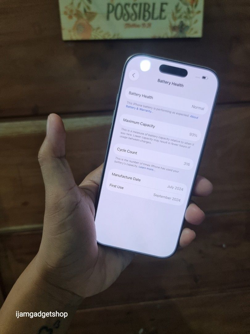 Iphone 16pro 128 (Category: iPhone 16 Series) located in Pasig City. Submitted by ijamgadgets (Listing ID 1395371091, Image 3). Description: iphone 16pro 2ndhand 128gb hk variant dual sim with box same serial smooth no dents check all u want 📌we do cod in metro manila and near provinces just add sf only 📌can visit in my store at greenhills shopping center 📌we do LBC transaction 📌we accept credit card in store 📌Accept ggives and spaylater 📌f