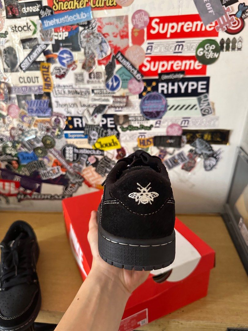 Nike air jordan 1 low travis scott black phantom (Category: Sneakers) located in Manila. Submitted by kick.asskicksph (Listing ID 1395463646, Image 3). Description: Nike air jordan 1 low travis scott black phantom Size 7.5 mens Pair only Good as new with check check app cert.