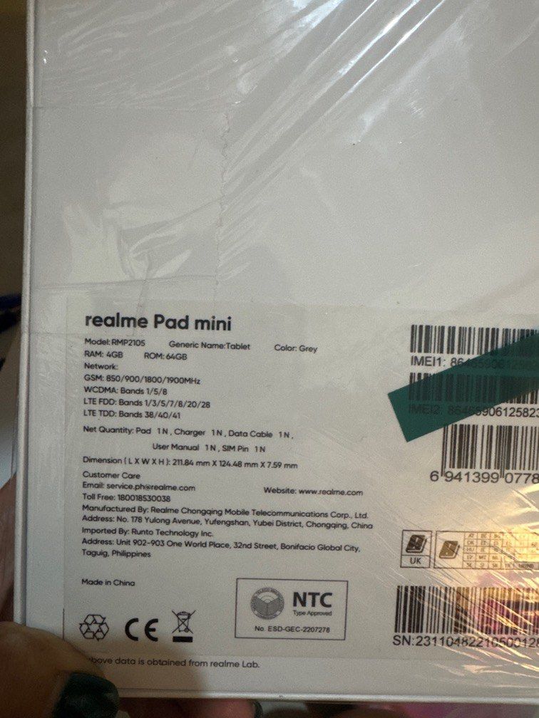 realme Pad mini 64gb (Brand New) (Category: Android) located in Las Pinas. Submitted by marhodelia (Listing ID 1395507378, Image 2). Description: Perfect for kids’ education or tablet that they can use, first tablet of a kid. Or gift for senior parents SRP: 9,990.00 Slightly Negotiable. Bought: May 2025 at SM SOUTHMALL Reason for selling: May ganito na pala yung pagbibigyan. Bought as a gift for pamangkin. NEVER BEEN USED. Only slightly opened yu