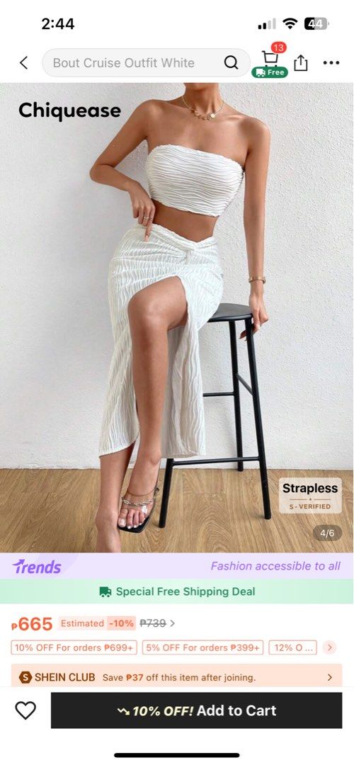 Shein Coords Strapless White Outfit (Category: Sets or Coordinates) located in Dasmarinas. Submitted by venicejimenez (Listing ID 1395528534, Image 1). Description: Shein Coords Bnew bought from app M on tag.