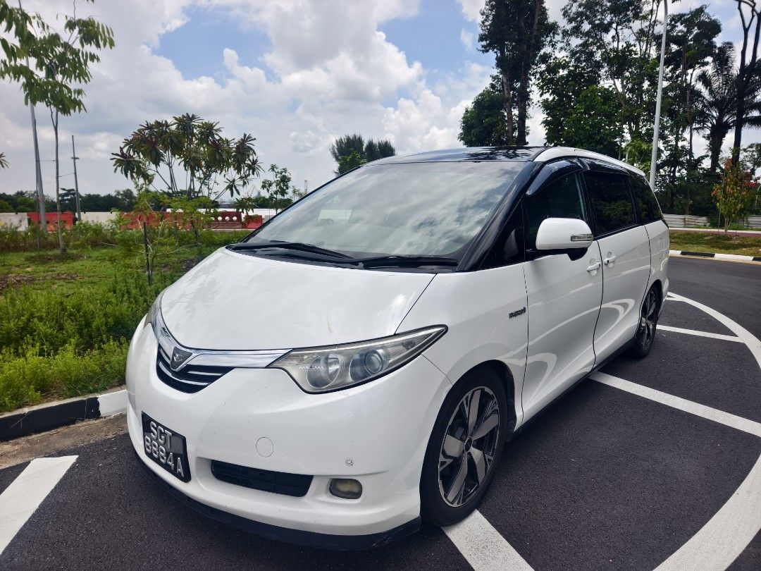 Toyota Estima Hybrid 2.4X A Auto (Category: Used Cars) located in Singapore. Submitted by ridestuff (Listing ID 1395481900, Image 1). Description: Family car. Well maintained under our care. Changed/Repaired steering rack, lower arms, inverter, hybrid battery, abs pump, radiator, cooling fans. Just serviced, tyres plenty of life. Brand new hybrid battery with warranty and invoice. Letting go with number plate SGT 8884A..