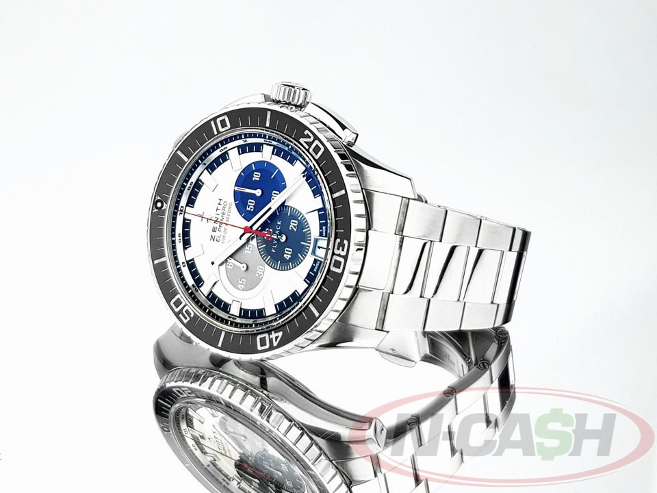 Zenith El Primero Stratos Striking 10Th Flyback Chronograph (Category: Luxury Watches) located in Makati City. Submitted by luxury_by_ncash_2 (Listing ID 1395375240, Image 2). Description: N-Cash Pawnshop "Instant Cash for Bags, Watches, Cars, and Electronics" https://www.ncash-pawnshop-philippines.com/ Zenith El Primero Stratos Striking 10Th Flyback Chronograph Ref. 03.2062.4057/69.M2060 Tribute To Felix Baumgartner 45.5mm steel case Ceramic bez
