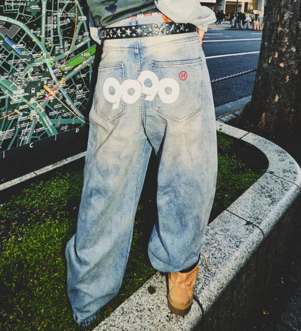9090 OG Logo Painted Denim Pants 顏色mad light blue 淺藍尺寸L 尺寸