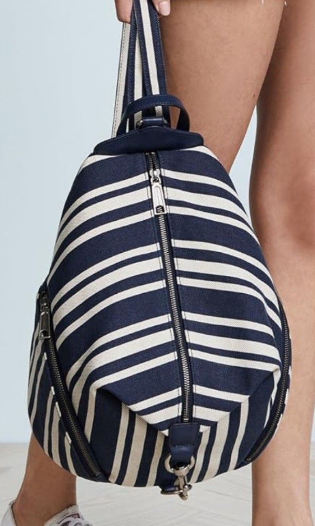 ✨ Rebecca Minkoff striped leather and canvas backpack (Category: Luxury Bags & Wallets) located in Santa Rosa. Submitted by leShoppe (Listing ID 1390561358, Image 1). Description: 📌1st photo for reference only just need wash.