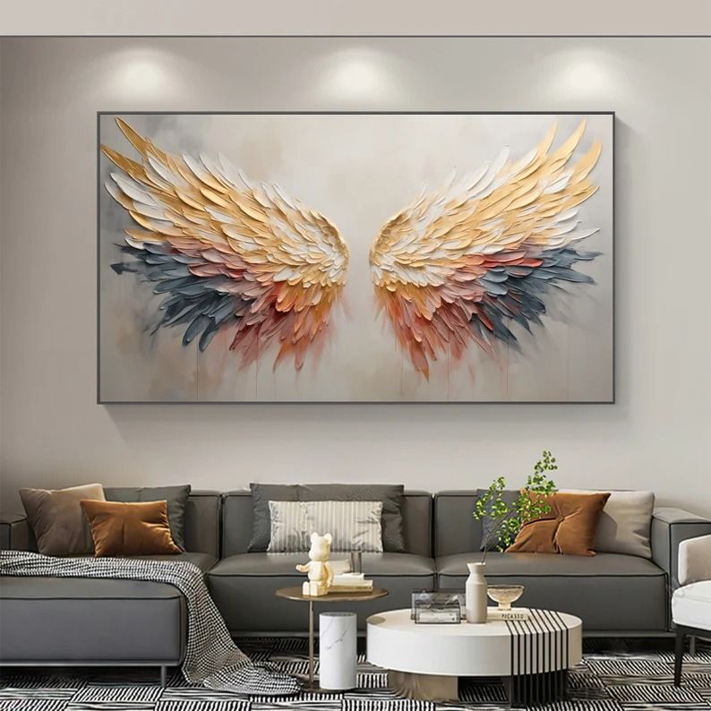 Abstract Angel Wing Oil Painting On Canvas, Large Wall Art, Original ...